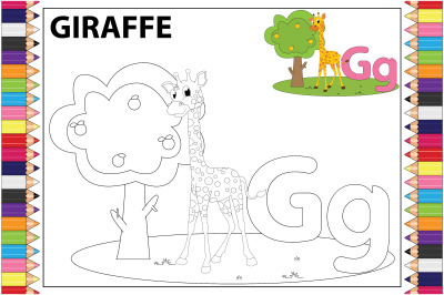 coloring giraffe animal cartoon for kids