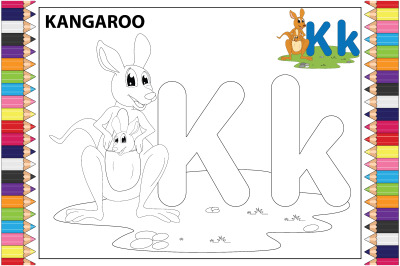 coloring kangaroo animal cartoon for kids