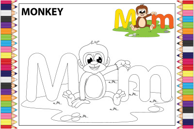 coloring monkey  animal cartoon for kids