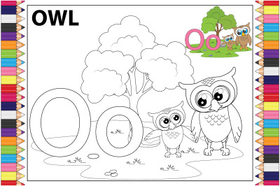 coloring owl animal cartoon for kids