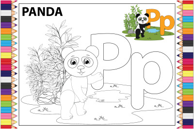 coloring panda animal cartoon for kids