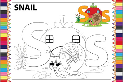 coloring snail animal cartoon for kids