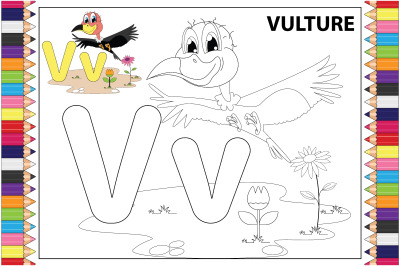 coloring vulture animal cartoon for kids