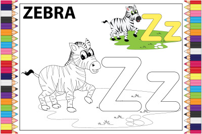 coloring zebra animal cartoon for kids