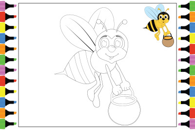 coloring bee animal cartoon for kids