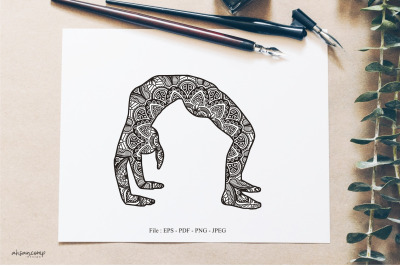 Yoga Mandala Vector Line Art Style