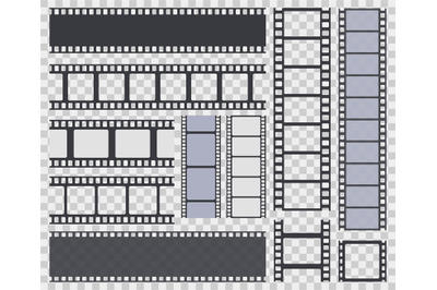 Film strip. Retro movie strip border, cinema monochrome photo or video