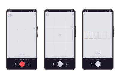 Smartphone camera interface. Mobile phones video and photo app, mobile