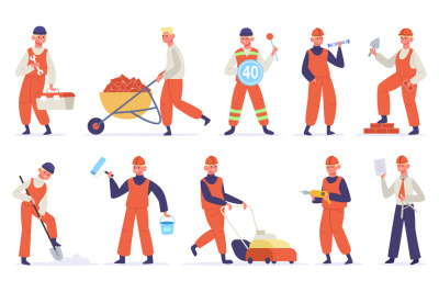 Construction worker. Technician worker character, builder, constructio