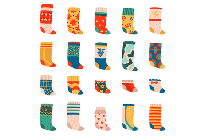 Cute socks. Colorful funny cotton socks, warm textile trendy clothes,