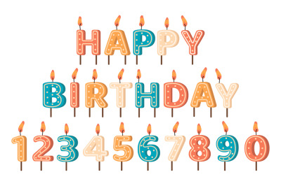 Happy Birthday candles. Birthday Party letters and numbers wax candles