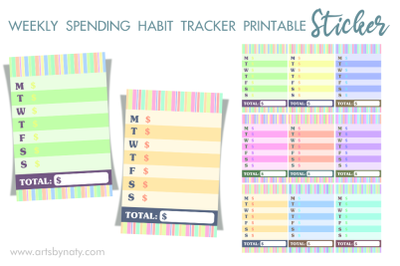 Weekly spending habit tracker stickers.