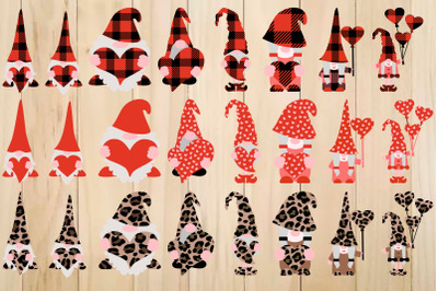 Valentine Gnomes In Leopard And Buffalo Plaids With Hearts
