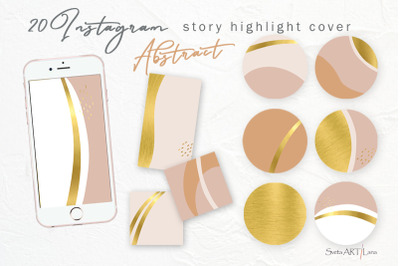 Instagram Story Highlight covers, Pink Nude Gold Metallic