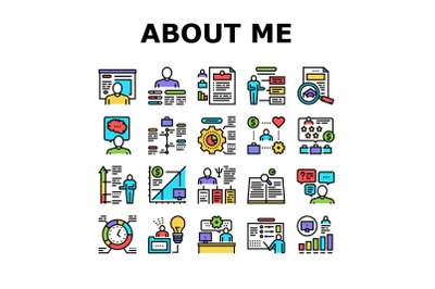 About Me Presentation Collection Icons Set Vector