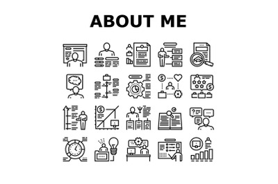 About Me Presentation Collection Icons Set Vector