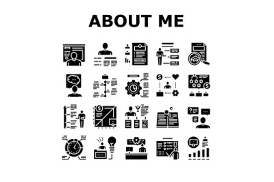 About Me Presentation Collection Icons Set Vector