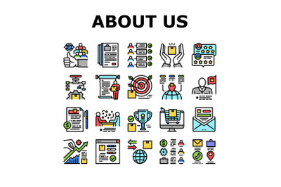 About Us Presentation Collection Icons Set Vector