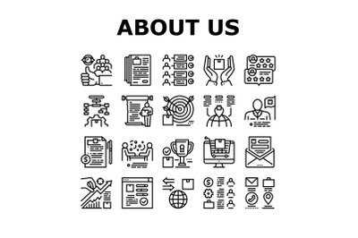 About Us Presentation Collection Icons Set Vector