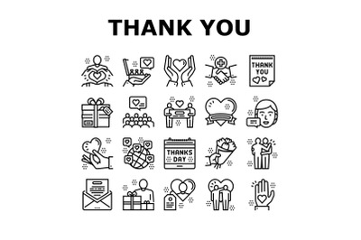 Thank You Day Holiday Collection Icons Set Vector