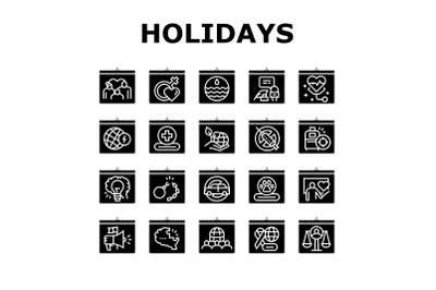 World Holidays Event Collection Icons Set Vector