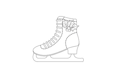 Christmas Ice Skate Shoes Outline Icon Vector