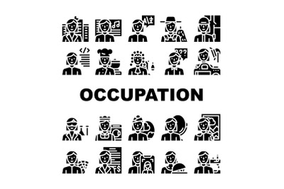 Female Occupation Collection Icons Set Vector Illustration