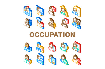 Female Occupation Collection Icons Set Vector Illustration