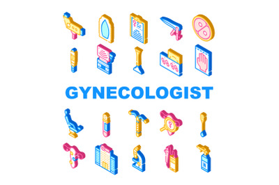 Gynecologist Treatment Collection Icons Set Vector Illustration