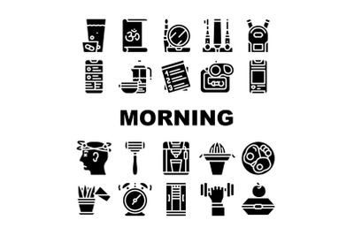 Morning Routine Daily Collection Icons Set Vector