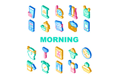 Morning Routine Daily Collection Icons Set Vector