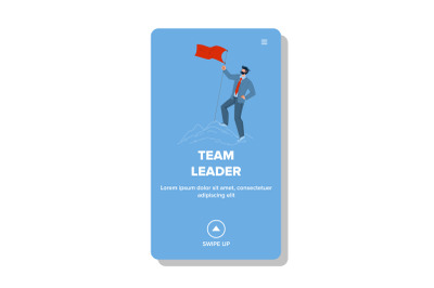 Team Leader Businessman Conquering Peak Vector