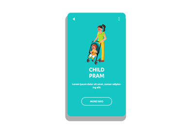 Mother Carrying Little Boy In Child Pram Vector