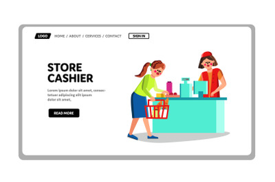 Store Cashier Selling Nutrition In Shop Vector
