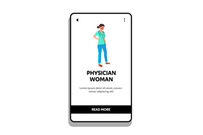 Physician Woman With Stethoscope In Uniform Vector