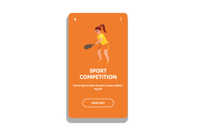 Sport Competition Squash Game Woman Player Vector