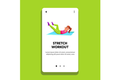 Stretch Workout Exercising Young Woman Vector