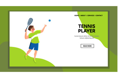 Tennis Player Man With Sportive Equipment Vector