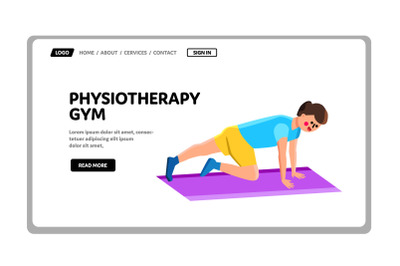 Physiotherapy Gym Exercising Young Man Vector