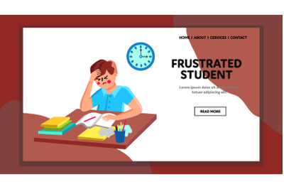 Frustrated Student Boy Studying Lesson Vector