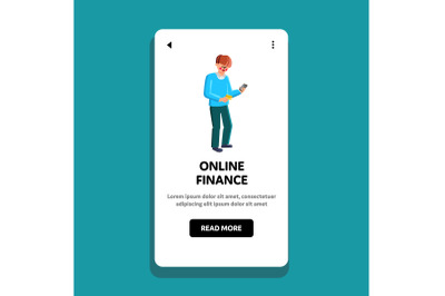 Online Finance Smartphone App Using Man Vector
