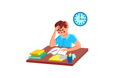 Homework Doing Confused Schoolboy Education Vector