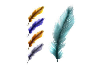 Feather Pen Vintage Writer Accessory Set Vector