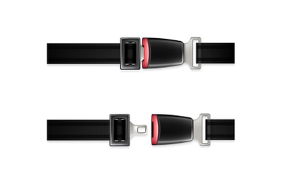 Seat Belt Automobile Life Safety Detail Set Vector