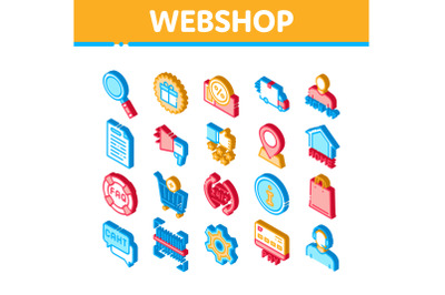 Webshop Internet Store Isometric Icons Set Vector