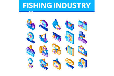 Fishing Industry Business Process Icons Set Vector