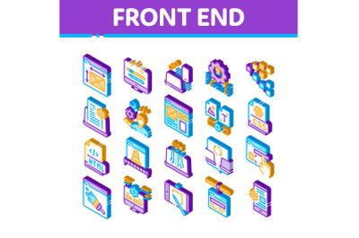 Front End Development Isometric Icons Set Vector