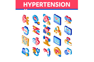 Hypertension Disease Isometric Icons Set Vector