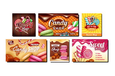 Candy Shop Creative Promotional Posters Set Vector