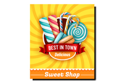 Sweet Shop Delicious Desserts Promo Banner Vector